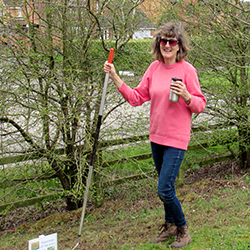 Barrow Catch Up Alison Rushton enjoying a break sowing wildflower seeds (2)